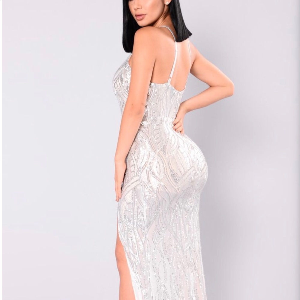 Silver/nude sequin dress